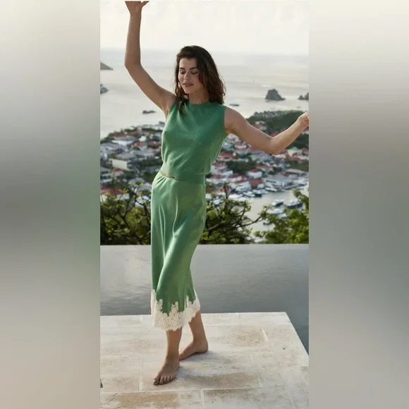 Doen Elowena Silk Skirt, S, Peridot - Picture 3 of 13